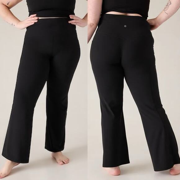 Athleta Salutation Stash High Rise Flare Pant Black Yoga Bootcut Legging Largr - Picture 1 of 7
